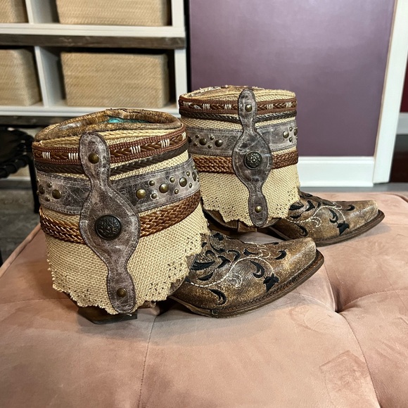 Corral handcrafted leather 2-in-1 cowboy boots - Cognac - Size 9.5 - Picture 4 of 11